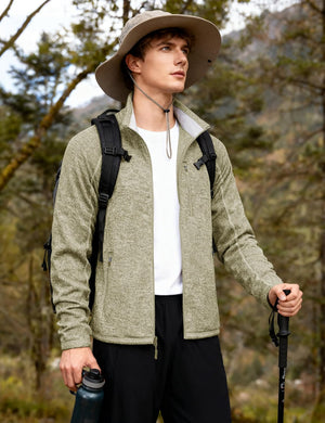 TACVASEN Light Yellow Fleece Jacket Full Zip Casual Outdoor Wear