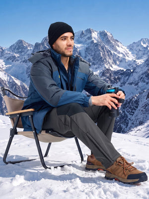 TACVASEN Dark Grey Men's Fleece Lined Snow Ski Waterproof Pants
