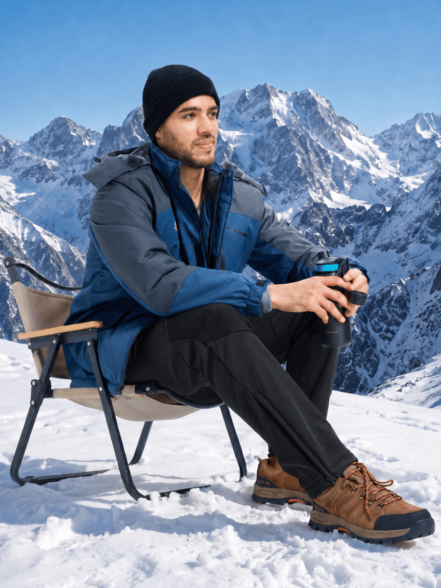 TACVASEN Black Men's Fleece Lined Snow Ski Waterproof Pants