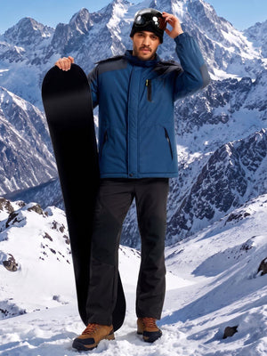 TACVASEN Black Men's Fleece Lined Snow Ski Waterproof Pants