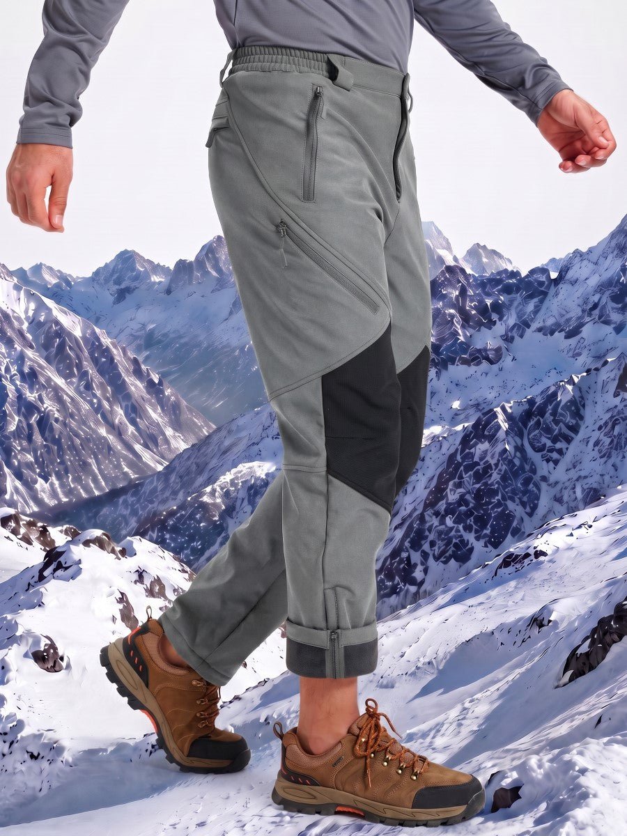 TACVASEN Light Grey Men's Fleece Lined Snow Ski Waterproof Pants