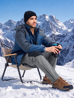 TACVASEN Light Grey Men's Fleece Lined Snow Ski Waterproof Pants