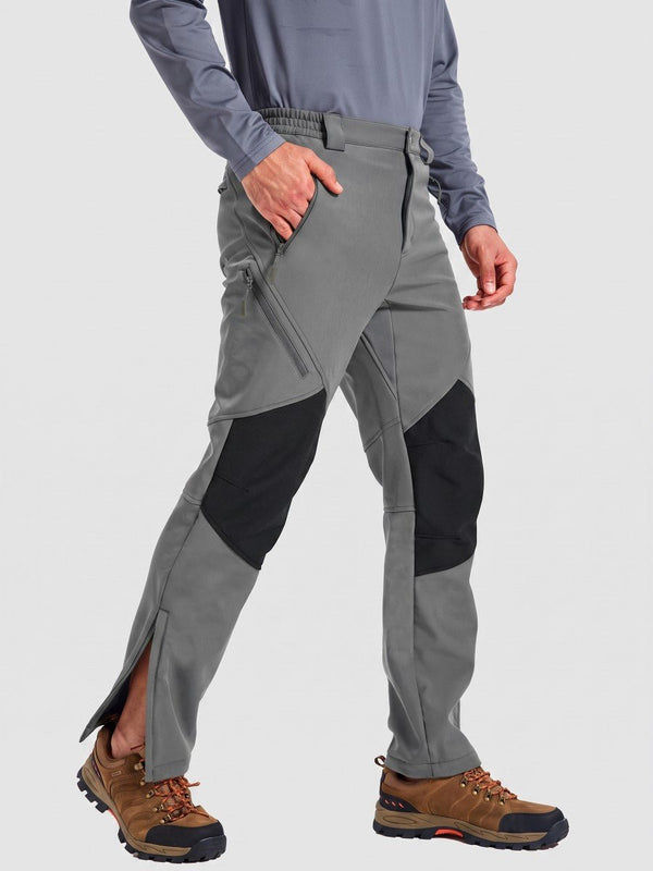 TACVASEN Light Grey Men's Fleece Lined Snow Ski Waterproof Pants