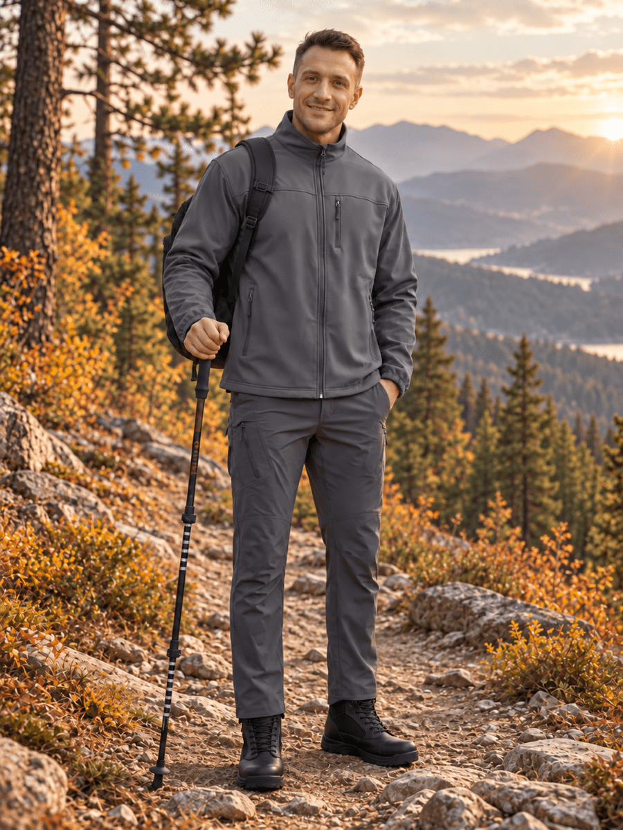 TACVASEN Dark Grey Men's Fleece Lined Softshell Waterproof Outdoor Jackets