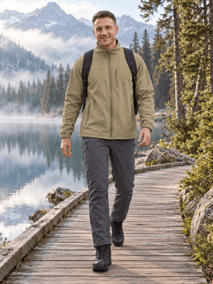 TACVASEN Khaki Men's Fleece Lined Softshell Waterproof Outdoor Jackets