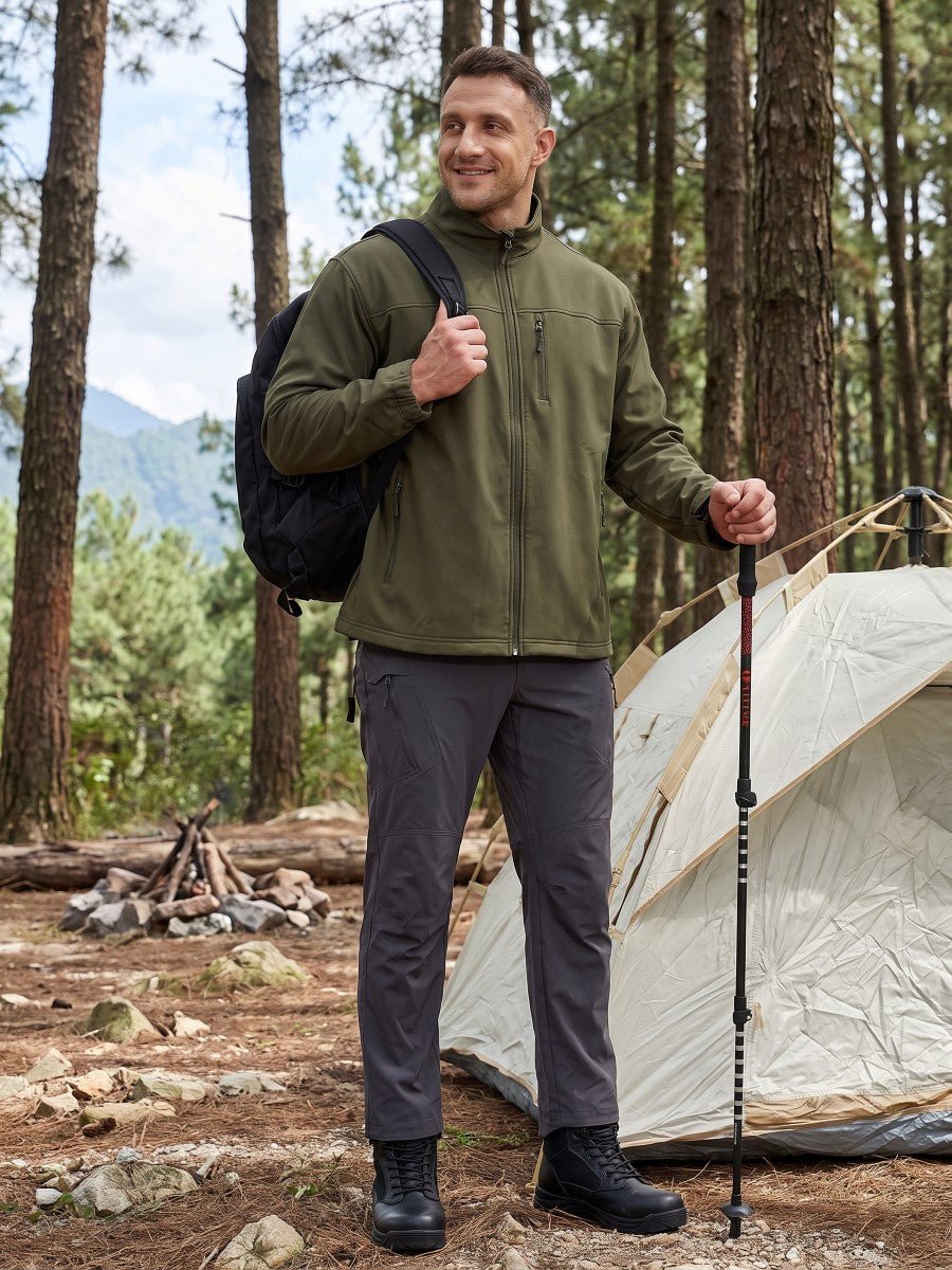 TACVASEN Army Green Men's Fleece Lined Softshell Waterproof Outdoor Jackets