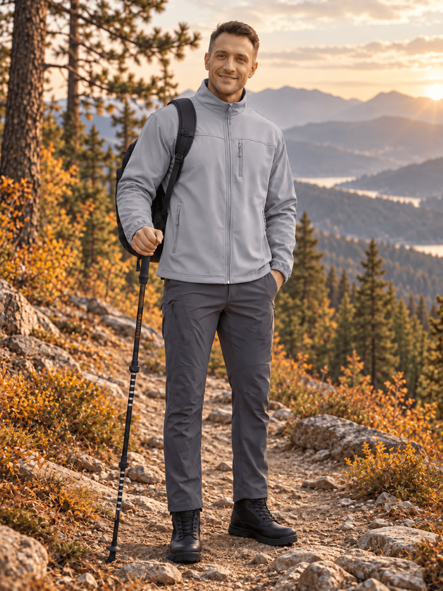 TACVASEN Light Grey Men's Fleece Lined Softshell Waterproof Outdoor Jackets