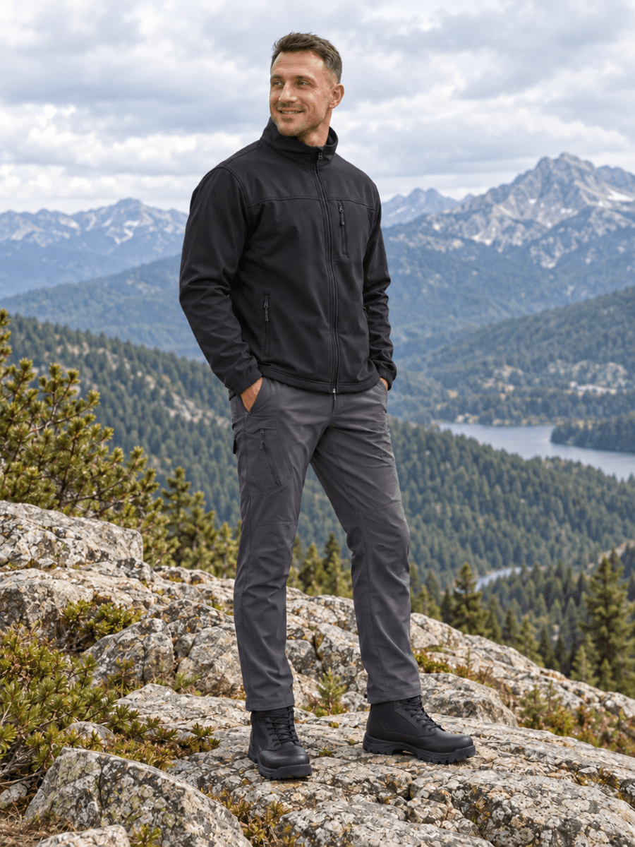 TACVASEN Black Men's Fleece Lined Softshell Waterproof Outdoor Jackets