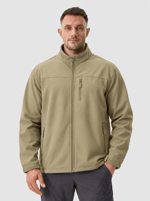 TACVASEN Khaki Men's Fleece Lined Softshell Waterproof Outdoor Jackets