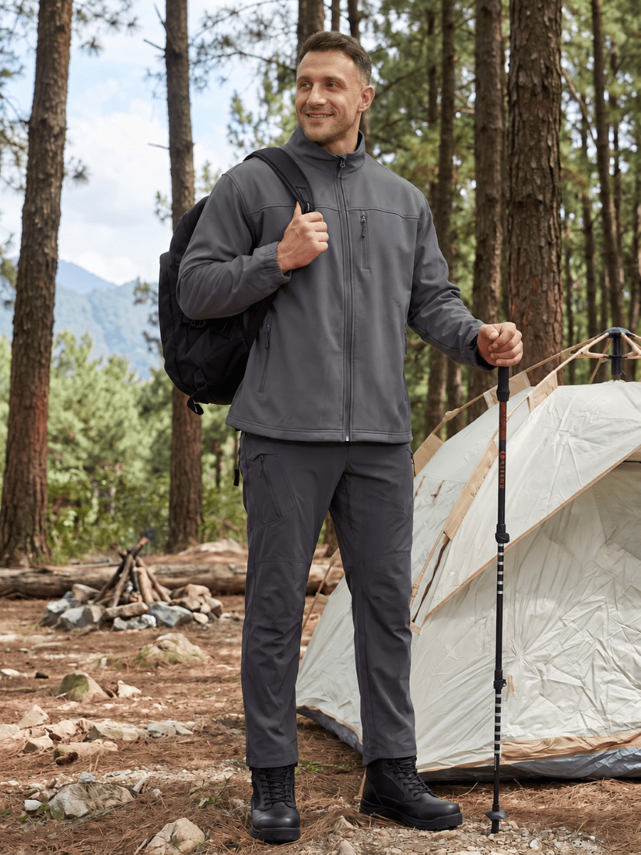 TACVASEN Dark Grey Men's Fleece Lined Softshell Waterproof Outdoor Jackets