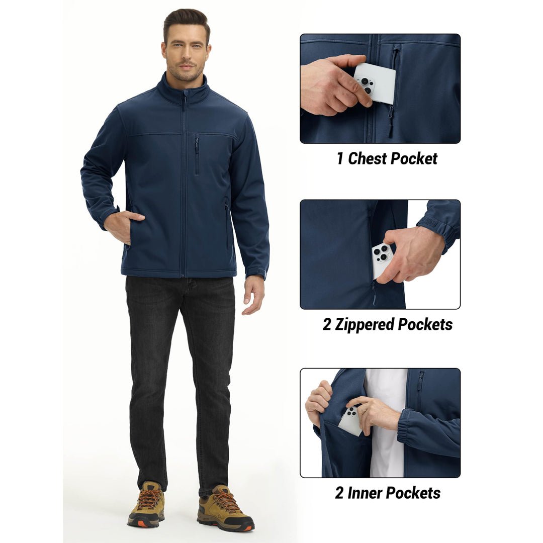 Men's Fleece Lined Softshell Waterproof Outdoor Jackets - H22M688D