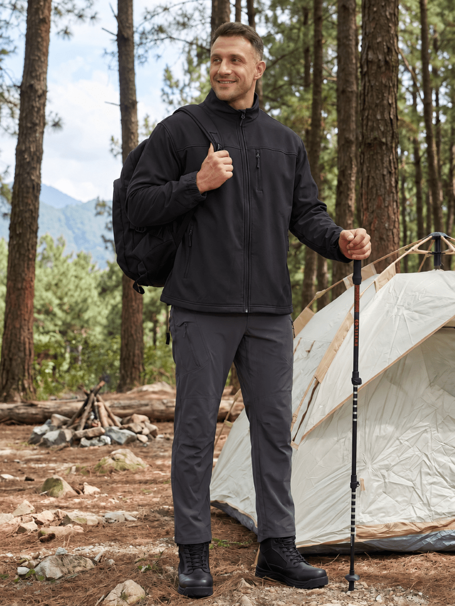 TACVASEN Black Men's Fleece Lined Softshell Waterproof Outdoor Jackets
