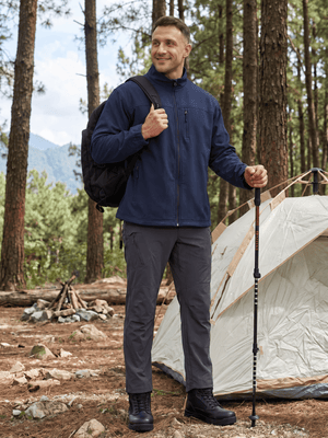 TACVASEN Navy Men's Fleece Lined Softshell Waterproof Outdoor Jackets