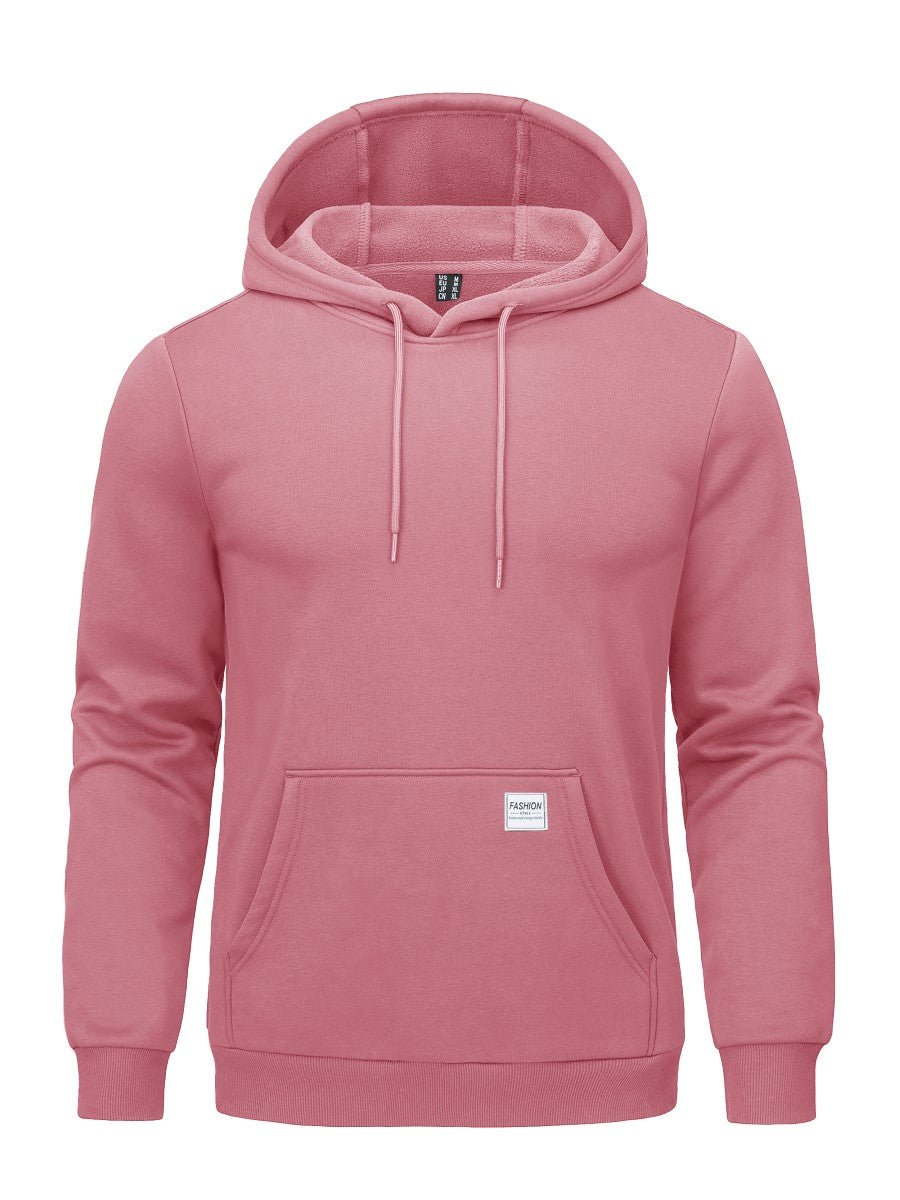 TACVASEN Grey Pink Men's Fleece Lined Sweatshirt Hoodies