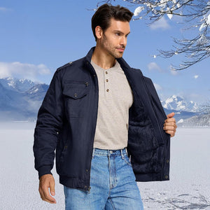TACVASEN Black Men's Fleece Lined Tactical Bomber Jacket