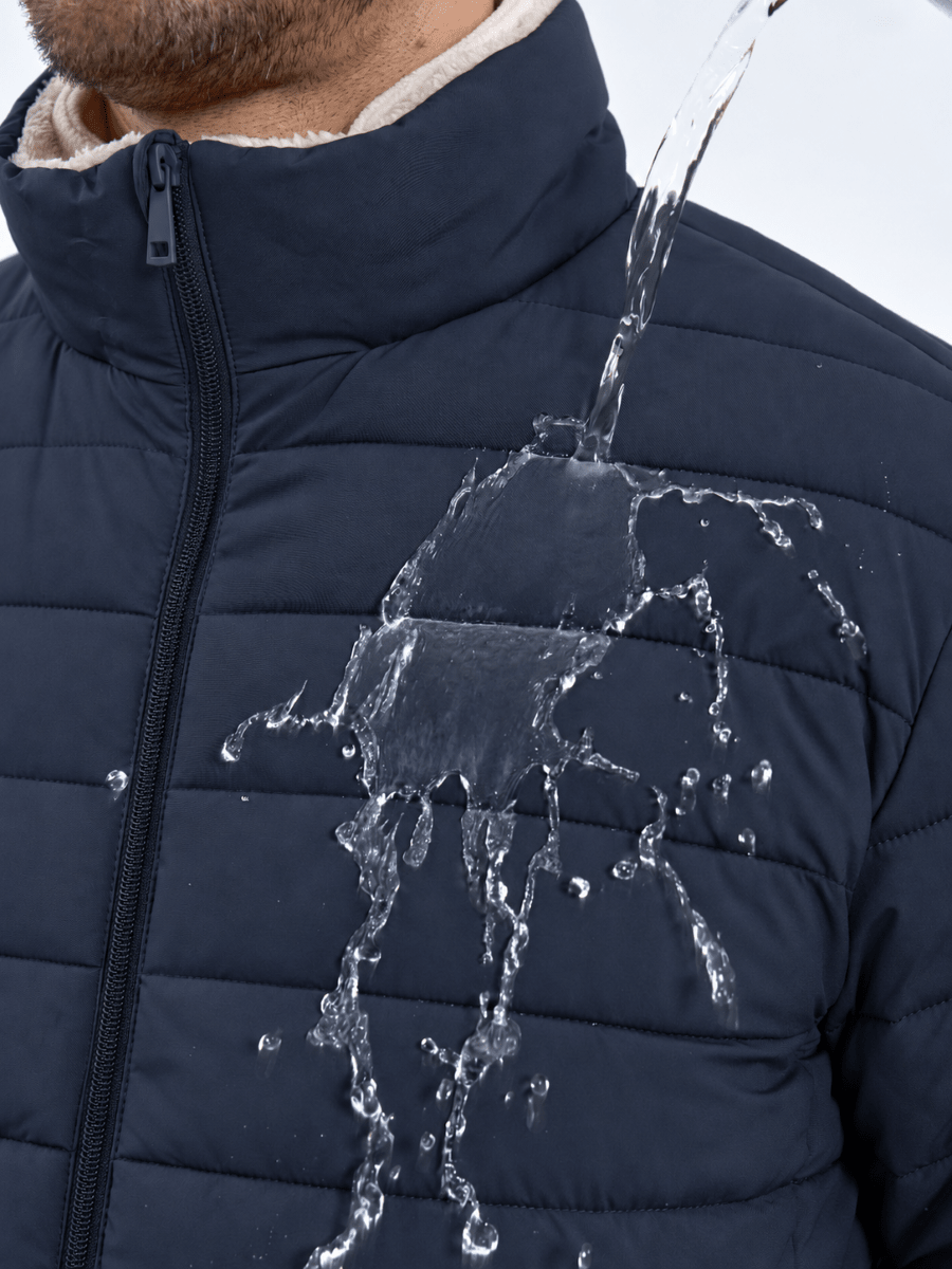 TACVASEN Navy Men's Fleece Lined Water Resistant Puffy Coat