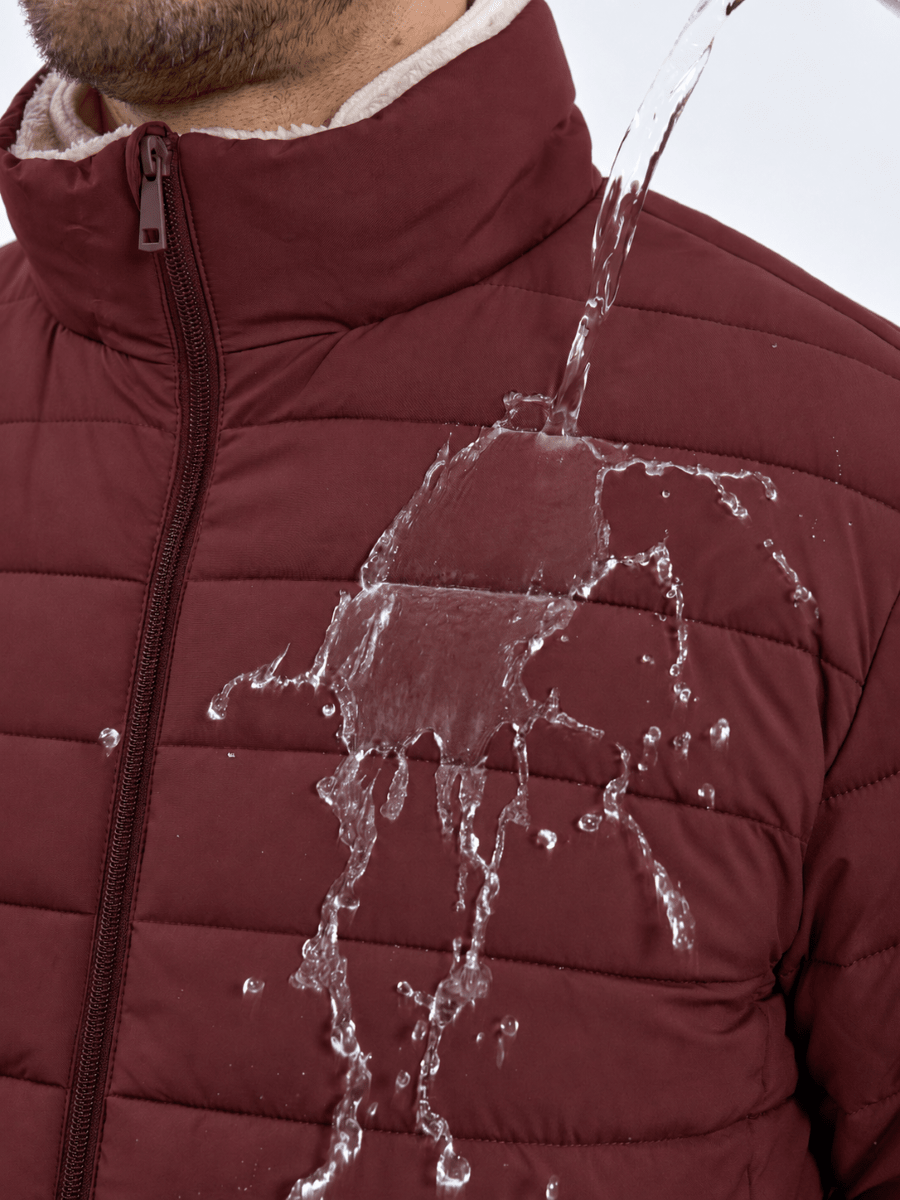 TACVASEN Vintage Red Men's Fleece Lined Water Resistant Puffy Coat