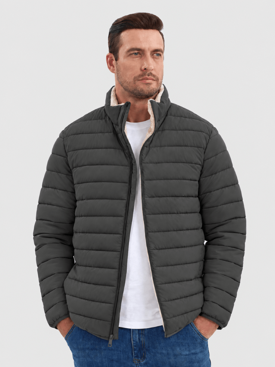 TACVASEN Dark Grey Men's Fleece Lined Water Resistant Puffy Coat