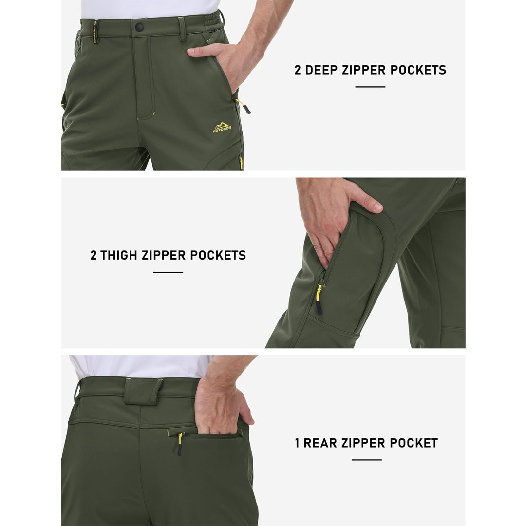 TACVASEN Khaki Insulated Fleece Lined Outdoor Snow Pants