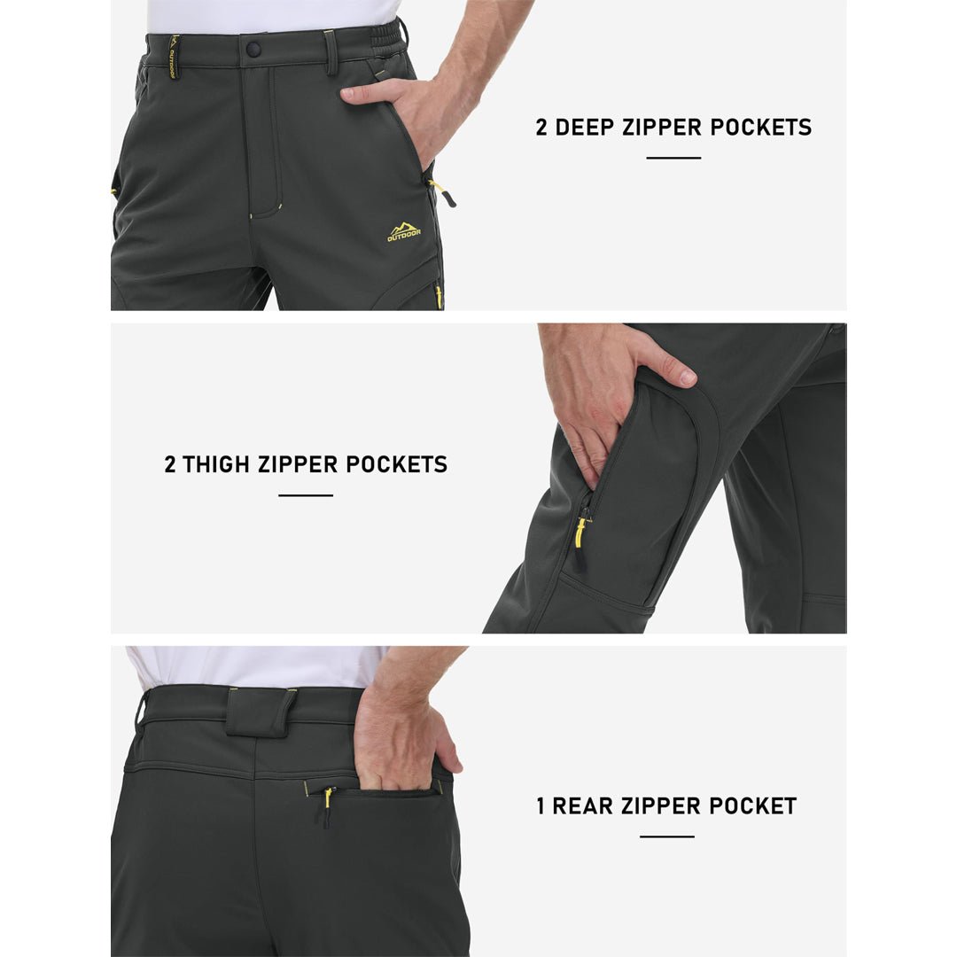 TACVASEN Khaki Insulated Fleece Lined Outdoor Snow Pants