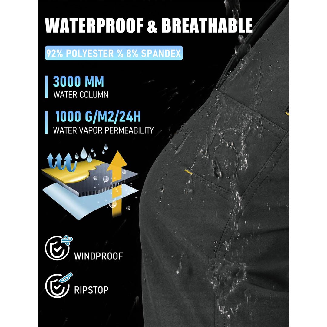TACVASEN Khaki Insulated Fleece Lined Outdoor Snow Pants