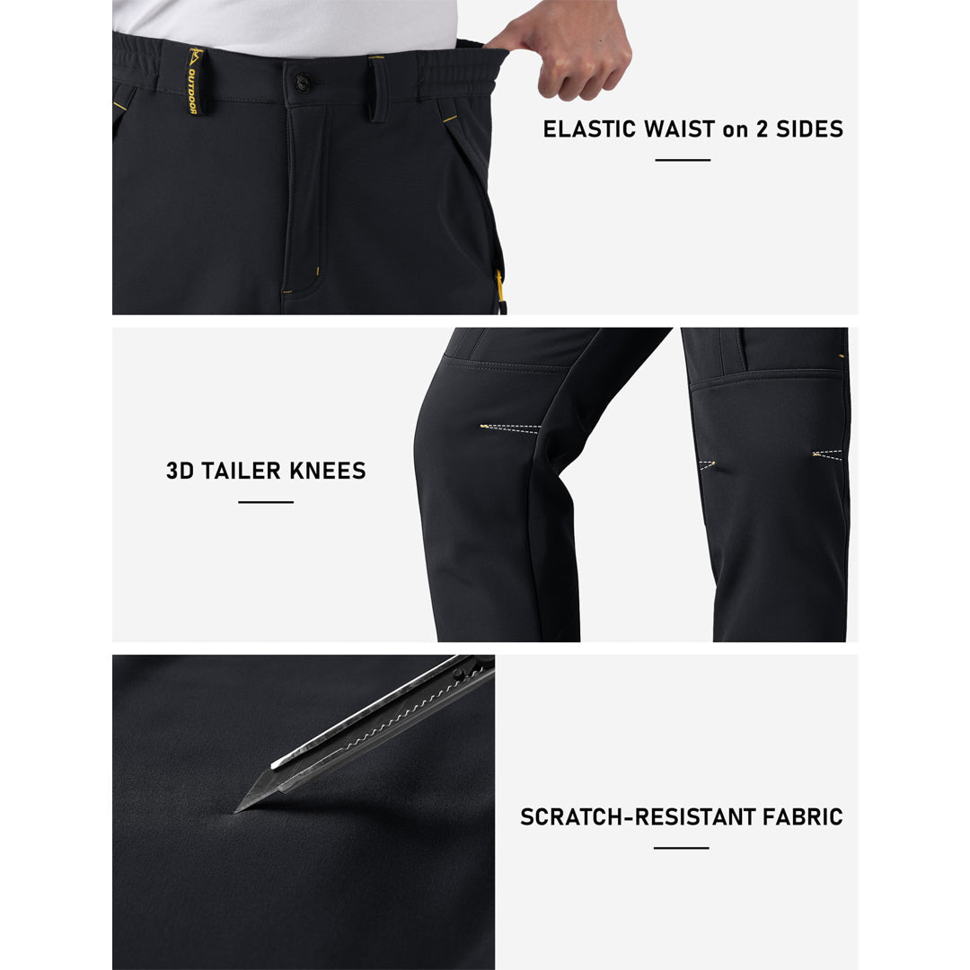 TACVASEN Khaki Insulated Fleece Lined Outdoor Snow Pants