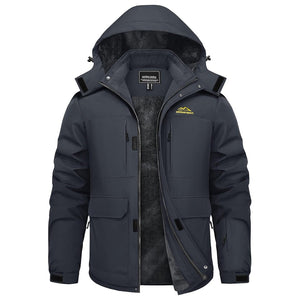 TACVASEN Grey Fleece Lined Waterproof Winter Ski Jacket