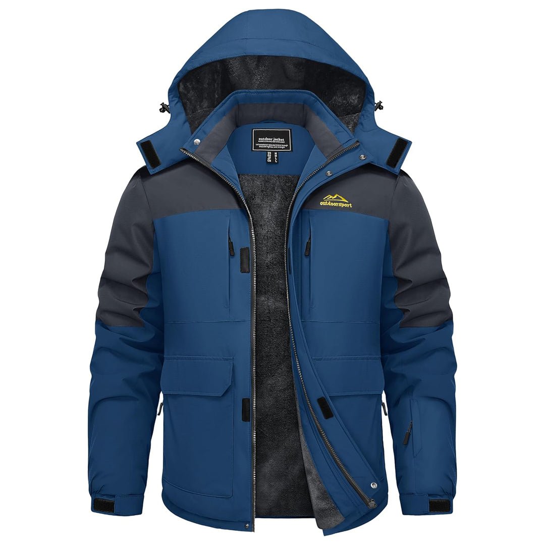 TACVASEN Navy Grey Fleece Lined Waterproof Winter Ski Jacket