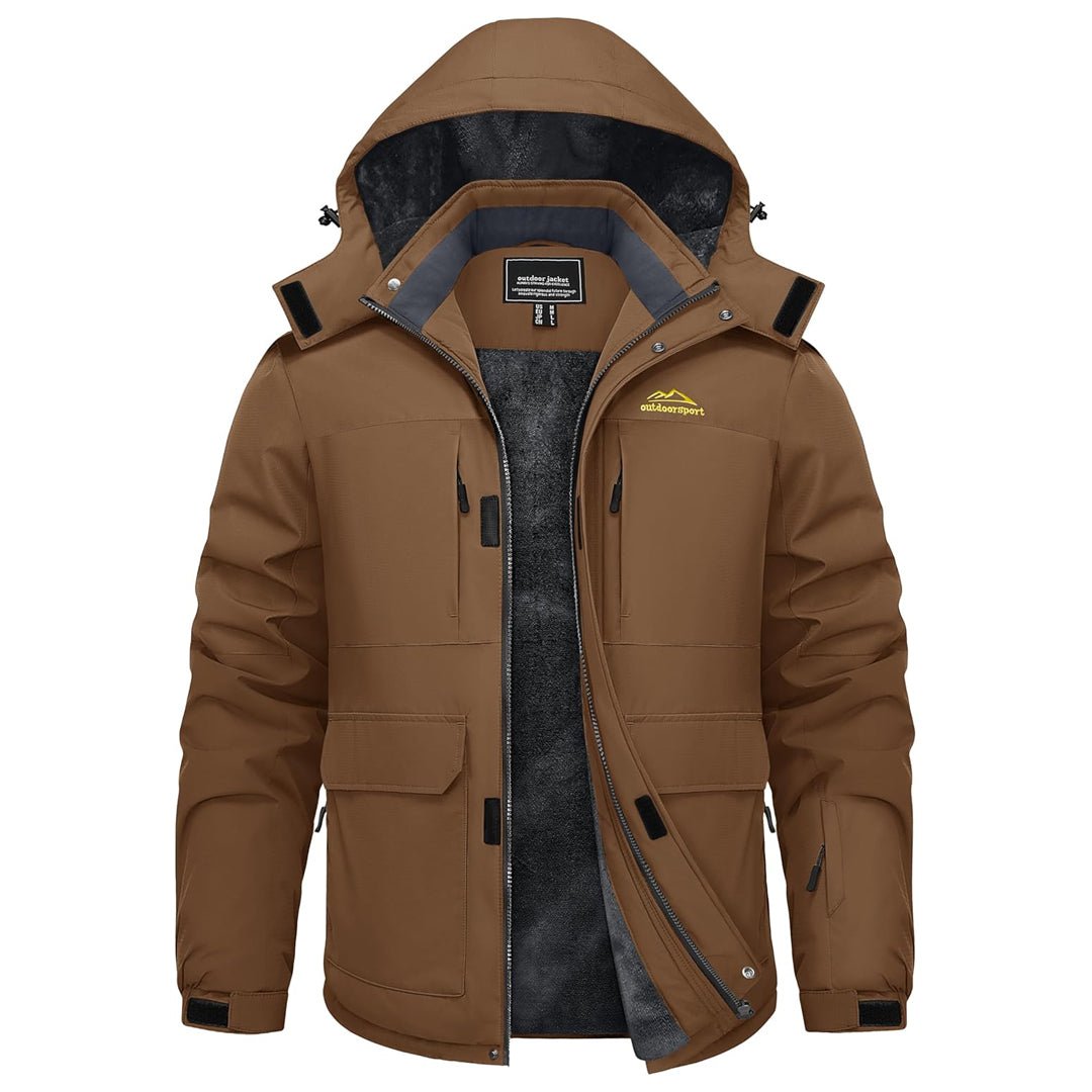 TACVASEN Coffee Fleece Lined Waterproof Winter Ski Jacket