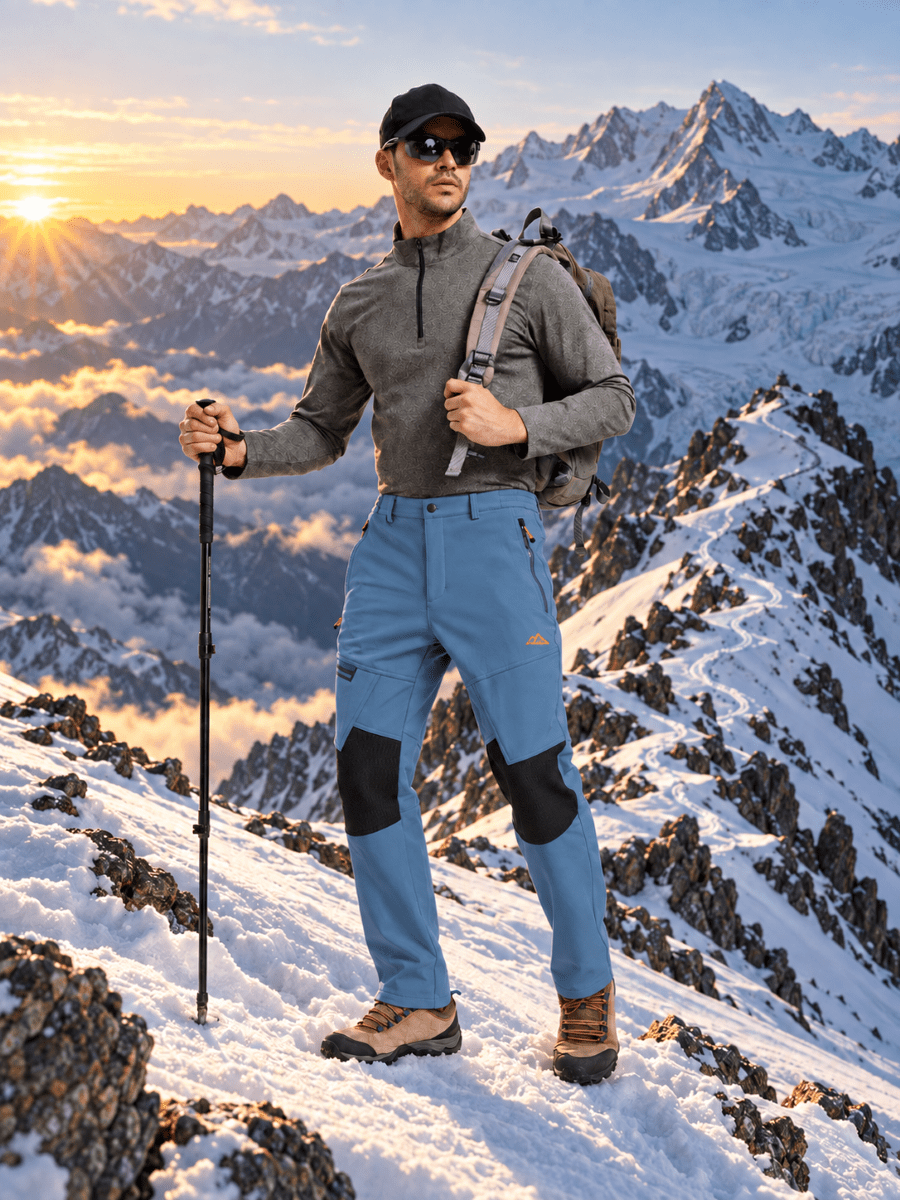 TACVASEN Light Blue Men's Fleece Lined Windproof Water Resistant Ski Pants