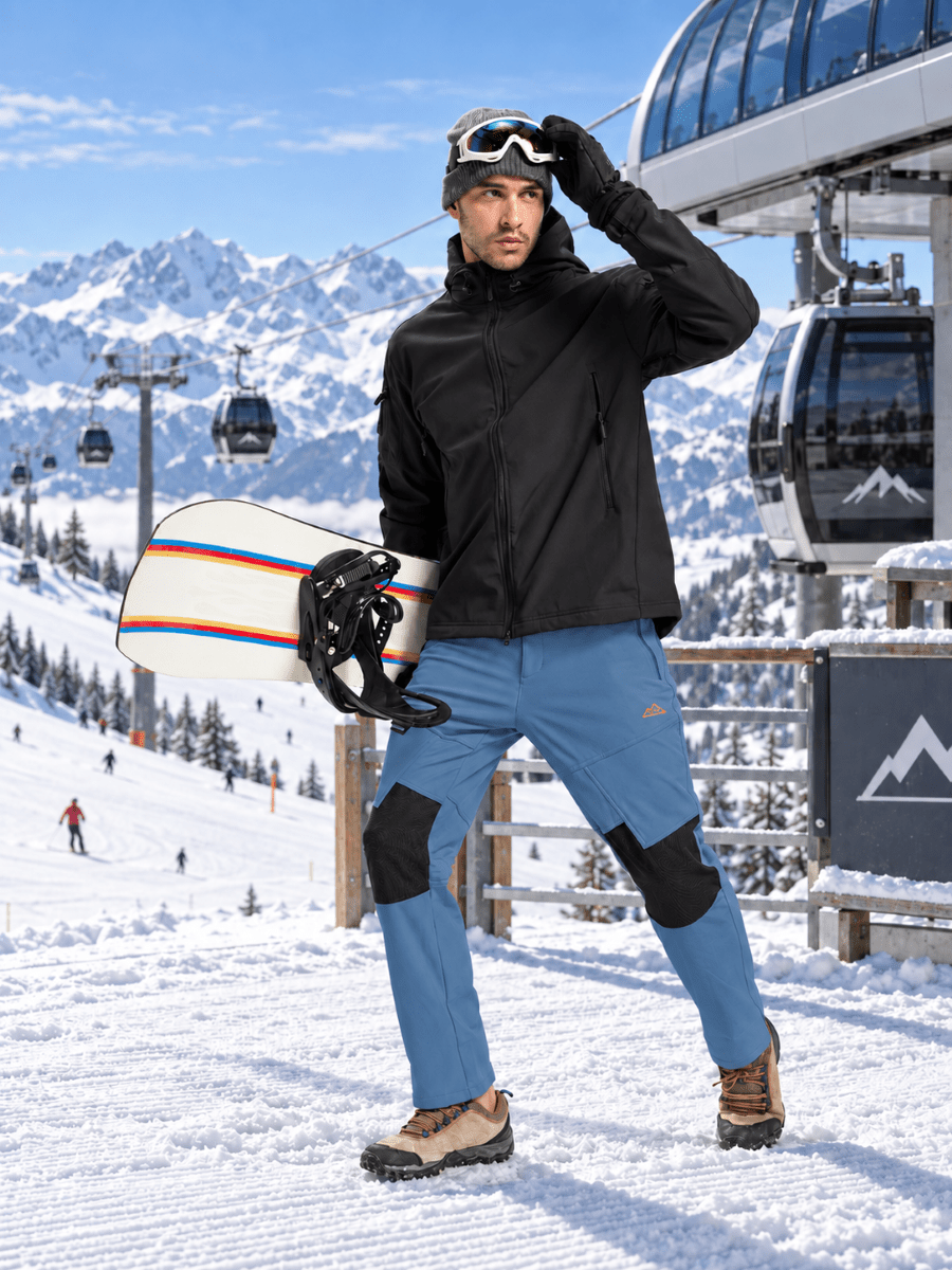 TACVASEN Light Blue Men's Fleece Lined Windproof Water Resistant Ski Pants