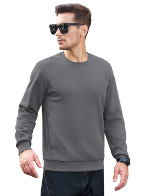 TACVASEN Dark Grey Men's Fleece Pullover Sweatshirt With Zipper Pockets