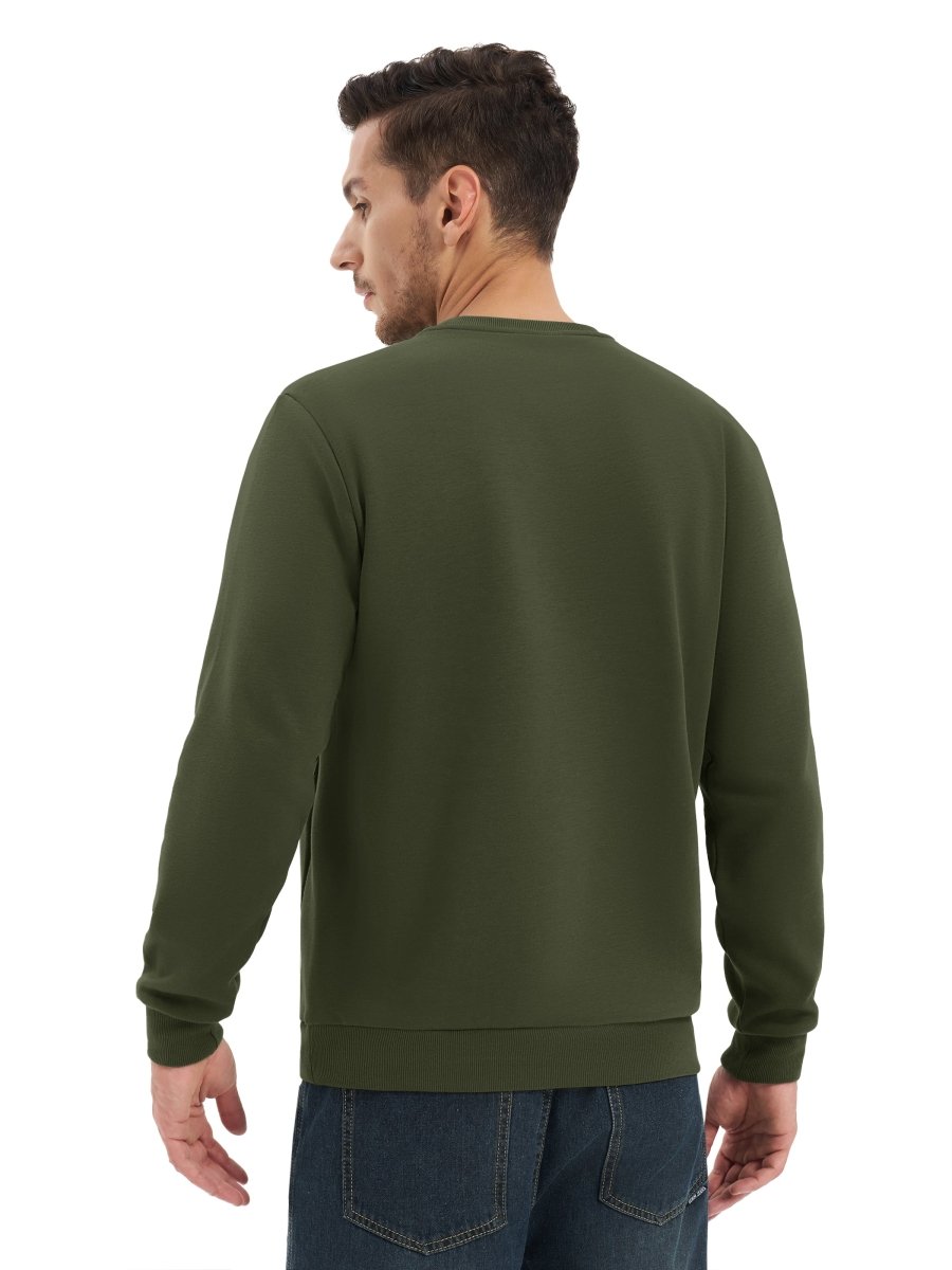 TACVASEN Army Green Men's Fleece Pullover Sweatshirt With Zipper Pockets