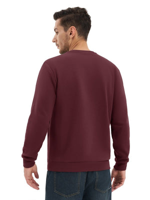 TACVASEN Wine Red Men's Fleece Pullover Sweatshirt With Zipper Pockets