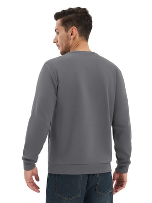 TACVASEN Dark Grey Men's Fleece Pullover Sweatshirt With Zipper Pockets
