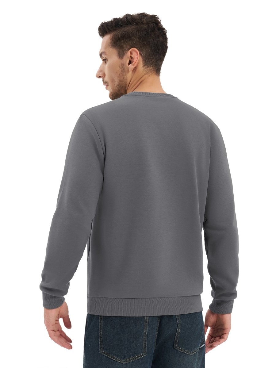 TACVASEN Dark Grey Men's Fleece Pullover Sweatshirt With Zipper Pockets