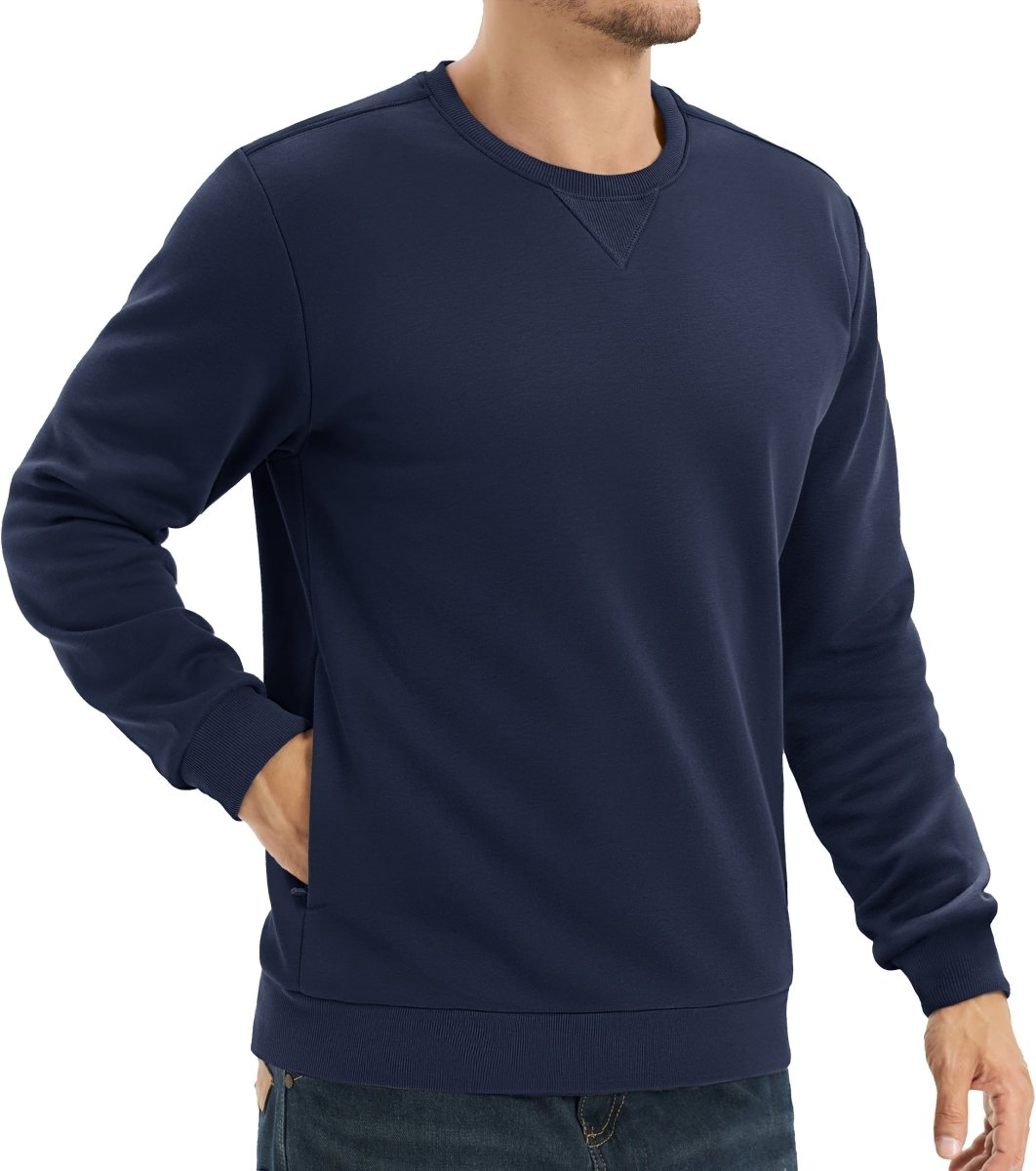 TACVASEN Navy Men's Fleece Pullover Sweatshirt With Zipper Pockets