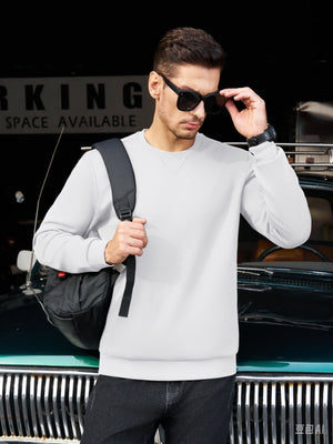 TACVASEN White Men's Fleece Pullover Sweatshirt With Zipper Pockets