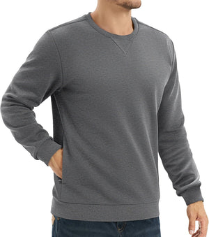 TACVASEN Dark Grey Men's Fleece Pullover Sweatshirt With Zipper Pockets
