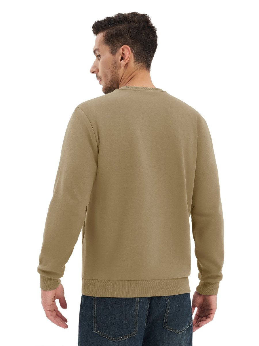 TACVASEN Khaki Men's Fleece Pullover Sweatshirt With Zipper Pockets