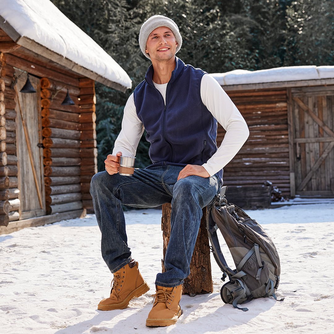 TACVASEN Navy Fleece Vest Sleeveless Outdoor Hiking Jacket