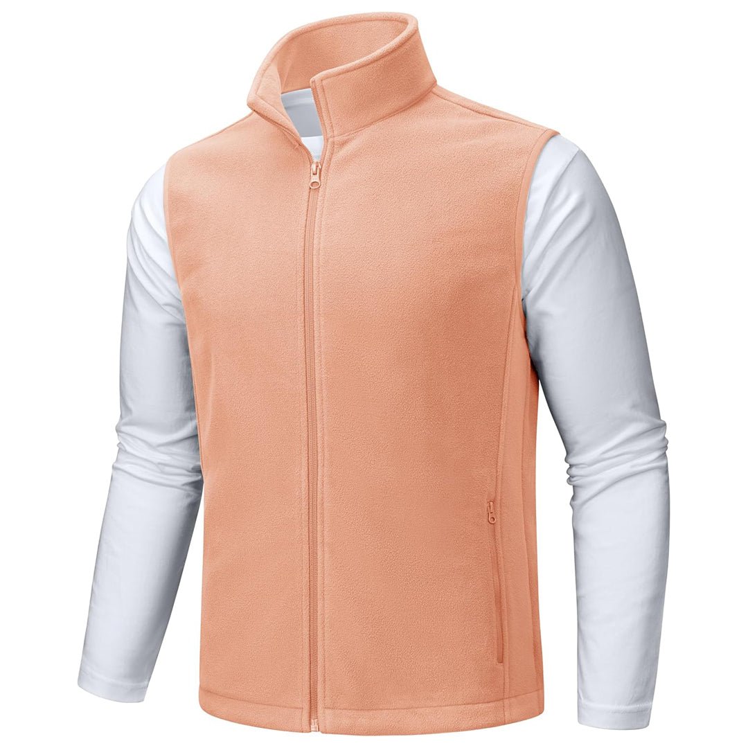 TACVASEN Apricot Fleece Vest Sleeveless Outdoor Hiking Jacket