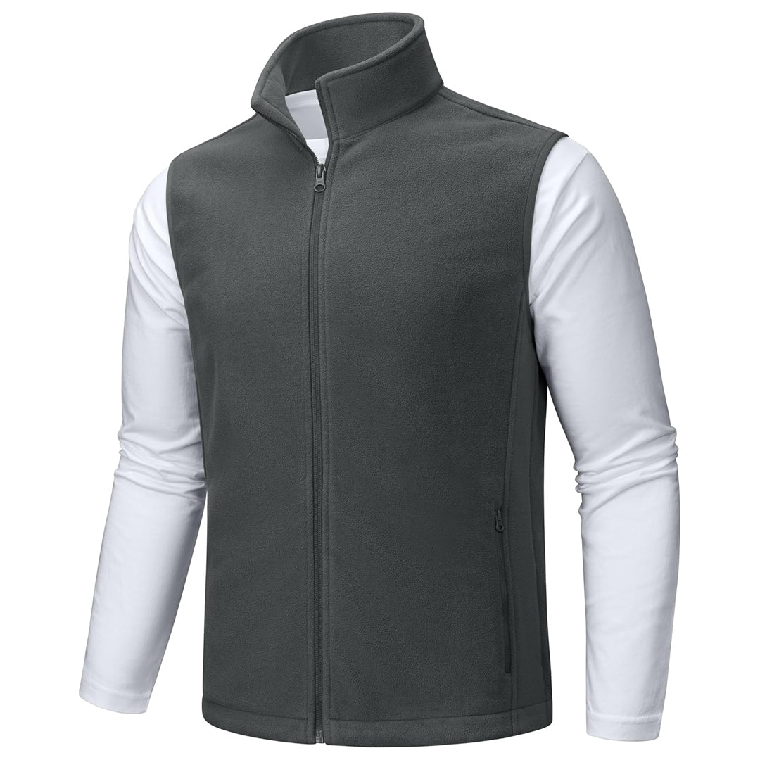 TACVASEN Dark Gray Fleece Vest Sleeveless Outdoor Hiking Jacket