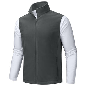 TACVASEN Dark Gray Fleece Vest Sleeveless Outdoor Hiking Jacket