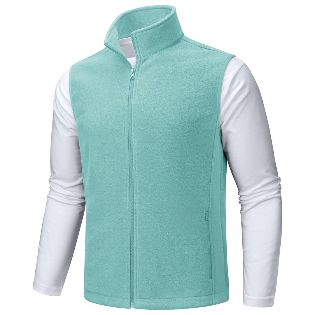 TACVASEN Gray Green Fleece Vest Sleeveless Outdoor Hiking Jacket