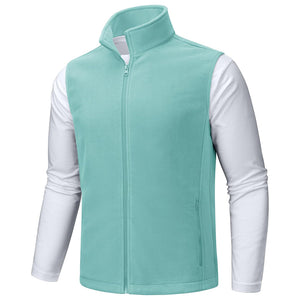 TACVASEN Gray Green Fleece Vest Sleeveless Outdoor Hiking Jacket