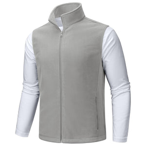 TACVASEN Light Gray Fleece Vest Sleeveless Outdoor Hiking Jacket