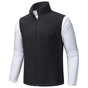 TACVASEN Black Fleece Vest Sleeveless Outdoor Hiking Jacket
