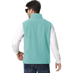 TACVASEN Gray Green Fleece Vest Sleeveless Outdoor Hiking Jacket