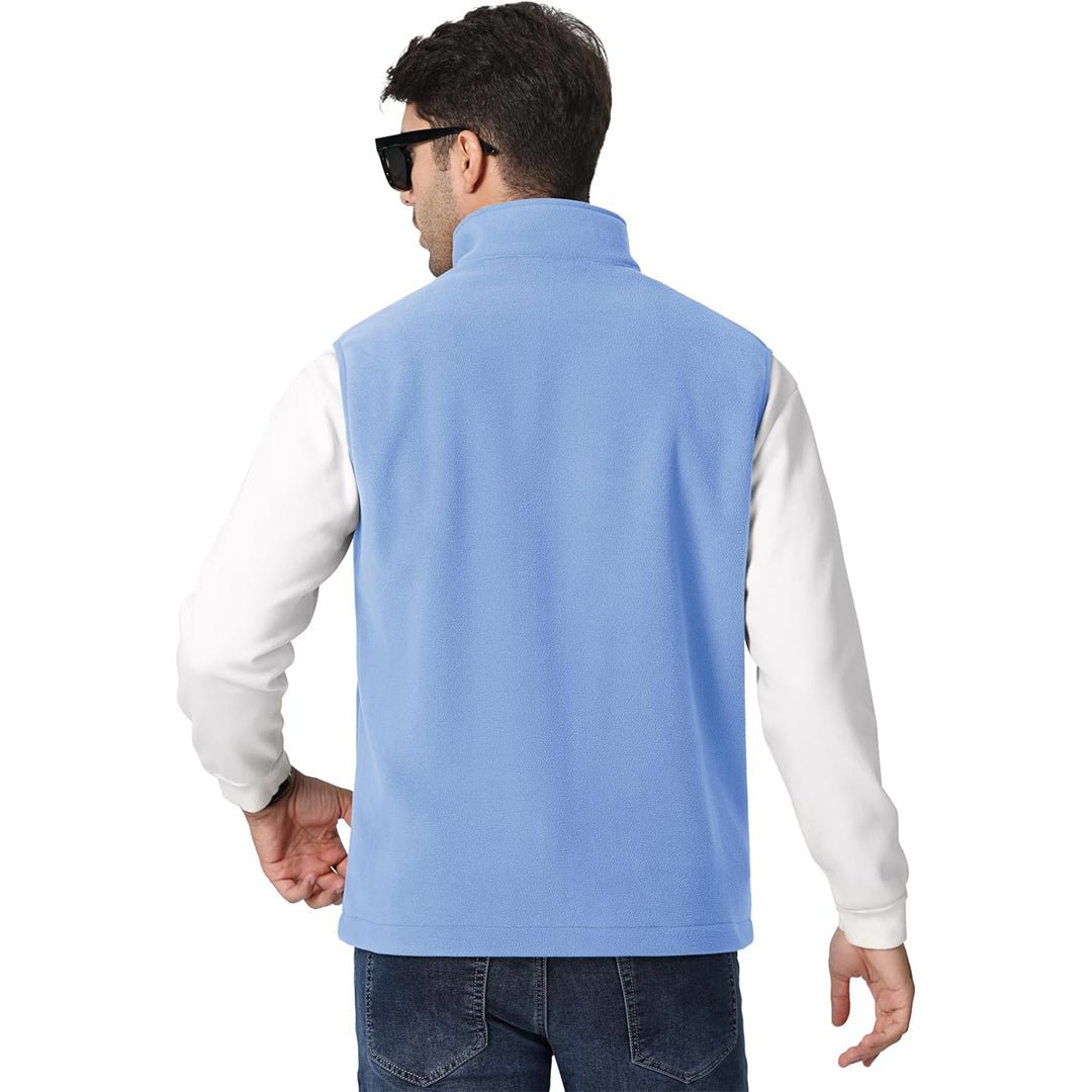 TACVASEN Light Blue Fleece Vest Sleeveless Outdoor Hiking Jacket